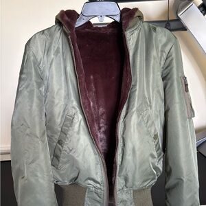 R13 women’s reversible Olive Green Bomber Jacket